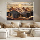 Wood Mountain Wall Art Canvas Print – Framed Boho Abstract