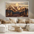 Wood Mountain Landscape Wall Art Canvas Print – Framed