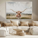 Texas Longhorn Wall Art Canvas Print – Framed Western Cow