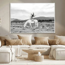 White Horse Wall Art Canvas Print – Framed Woman Rider