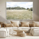 Charming Daisy Field Wall Art Canvas Print – Framed Pastel