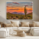Saguaro Cactus Wall Art Canvas Print – Framed Arizona Sunset
