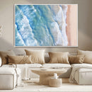 Aerial Ocean View Wall Art Canvas Print – Framed Soft Blue