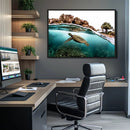 Sea Turtle Wall Art Canvas Print – Framed Ocean Life