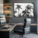Palm Wall Art Canvas Print – Framed Monochrome Tropical