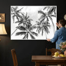 Black and White Palm Wall Art Canvas Print – Framed