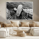 Black White Surfing Wall Art Canvas Print – Framed Coastal by MyGreatCanvas | Canvas Wall Art Prints | Photo Prints & Wall Decor