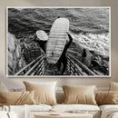 Black White Surfing Wall Art Canvas Print – Framed Coastal by MyGreatCanvas | Canvas Wall Art Prints | Photo Prints & Wall Decor