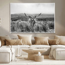 Monochrome Highland Cow Wall Art Canvas Print – Framed by MyGreatCanvas | Canvas Wall Art Prints | Photo Prints & Wall Decor