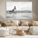 Black and White Surfing Wall Art Canvas Print – Framed Ocean by MyGreatCanvas | Canvas Wall Art Prints | Photo Prints & Wall Decor