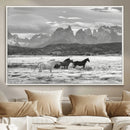 Wild Horses Wall Art Canvas Print – Framed Black and White by MyGreatCanvas | Canvas Wall Art Prints | Photo Prints & Wall Decor