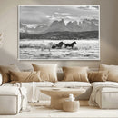 Wild Horses Wall Art Canvas Print – Framed Black White by MyGreatCanvas | Canvas Wall Art Prints | Photo Prints & Wall Decor