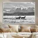 Wild Horses Wall Art – Framed Black White Mountain Canvas by MyGreatCanvas | Canvas Wall Art Prints | Photo Prints & Wall Decor