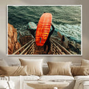 Surfer Stairway Wall Art – Framed Ocean Surf Canvas Artwork, by MyGreatCanvas | Canvas Wall Art Prints | Photo Prints & Wall Decor