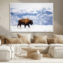 Bison Snow Wall Art Canvas Print – Framed Wildlife Scene by MyGreatCanvas | Canvas Wall Art Prints | Photo Prints & Wall Decor