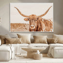Longhorn Bull Wall Art Canvas Print – Framed Western Cow
