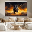 Longhorn Canvas Wall Art Canvas Print – Framed Bold Bull