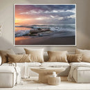 Golden Hour Wall Art Canvas Print – Framed Tranquil Waves
