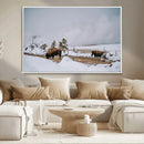 Bison Wildlife Wall Art Canvas Print – Framed Snowy Prairie