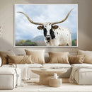 Texas Longhorn Wall Art Canvas Print – Framed Western Rustic