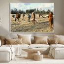 Texas Longhorns Wall Art Canvas Print – Framed Rustic Farm by MyGreatCanvas | Canvas Wall Art Prints | Photo Prints & Wall Decor