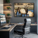 Wild Elk Wall Art Canvas Print – Framed Neutral Wildlife