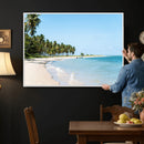 Palm Tree Coast Wall Art Canvas Print – Framed Island Getaway with Crystal Blue Water Scenic Artwork for Home, Office by MyGreatCanvas | Canvas Wall Art Prints | Photo Prints & Wall Decor