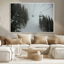 Ski Lift Wall Art Canvas Print – Snowy Pines Misty Landscape