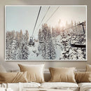 Frosty Pines Wall Art Canvas Print – Framed Cozy Cabin Ski