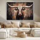 Rustic Longhorn Bull Wall Art Canvas Print – Vintage Western by MyGreatCanvas | Canvas Wall Art Prints | Photo Prints & Wall Decor