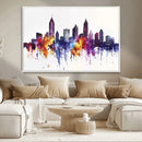 Atlanta Skyline Wall Art Canvas Print – Framed Colorful