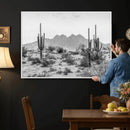 Black White Arizona Desert Canvas Wall Art Cactus Farmhouse