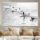 Black White Surfers Wall Art Canvas Print – Riding Gentle by MyGreatCanvas | Canvas Wall Art Prints | Photo Prints & Wall Decor