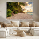 Tropical beach sunset, palm trees, white sand, ocean waves, by MyGreatCanvas | Canvas Wall Art Prints | Photo Prints & Wall Decor