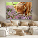 Highland Cow Wall Art Canvas Print – Framed Purple Flowers by MyGreatCanvas | Canvas Wall Art Prints | Photo Prints & Wall Decor