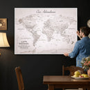 Customize Large Push Pin World Map Wall Art Canvas Print –