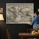 Personalized World Map Wall Art Canvas Print – Custom Push