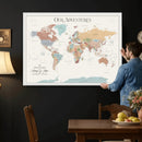 Personalized Push Pin World Map Canvas – Custom Framed