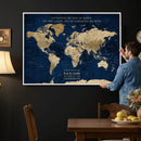 Custom Push Pin World Map Wall Art Canvas Print –