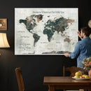 Personalized Push Pin World Map Canvas Print – Custom Framed
