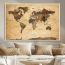 Push Pin World Map Canvas Print – Travel Tracker Wall Art