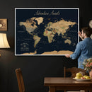 Custom Push Pin World Map Wall Canvas Print – Personalized