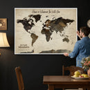 Custom Push Pin World Map Wall Art Canvas Print –