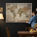 Personalized World Map Wall Art Canvas Print – Custom Push