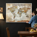 Personalized World Map Wall Art Canvas Print – Custom Push by MyGreatCanvas | Canvas Wall Art Prints | Photo Prints & Wall Decor