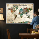 Grunge Personalized World Map Wall Art Canvas Print – Custom by MyGreatCanvas | Canvas Wall Art Prints | Photo Prints & Wall Decor