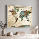 Grunge Personalized World Map Wall Art Canvas Print – Custom