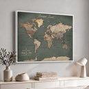 Personalized World Map Wall Art – Custom Framed Push Pin