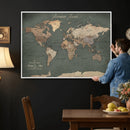 Personalized World Map Wall Art – Custom Framed Push Pin