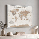 Personalized World Map Wall Art Canvas Print – Customizable
